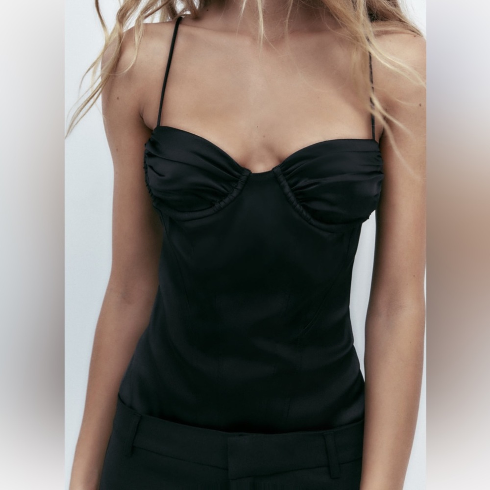Zara Satin Effect Corset Bodysuit
